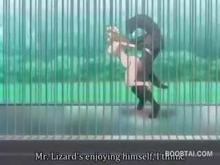 Dögös anime damsel pina szögezték kemény által szörny nál nél a zoo